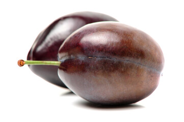 Plums plum prunes prune fresh fruit on white background