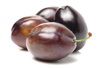 Plums plum prunes prune fresh fruit on white background