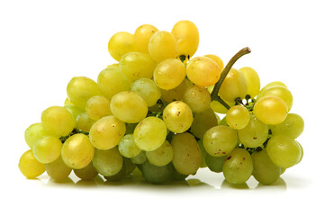 Green grapes on white background