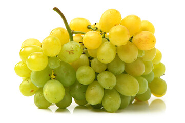 Green grapes on white background