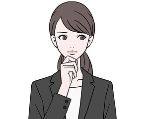 困るスーツの女性