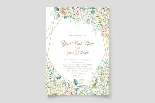 Elegant Hydrangea Flower Invitation Card Set