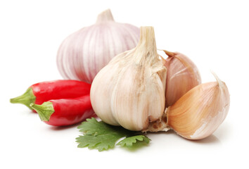 fresh garlic isolated on white background 