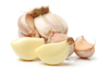fresh garlic isolated on white background 