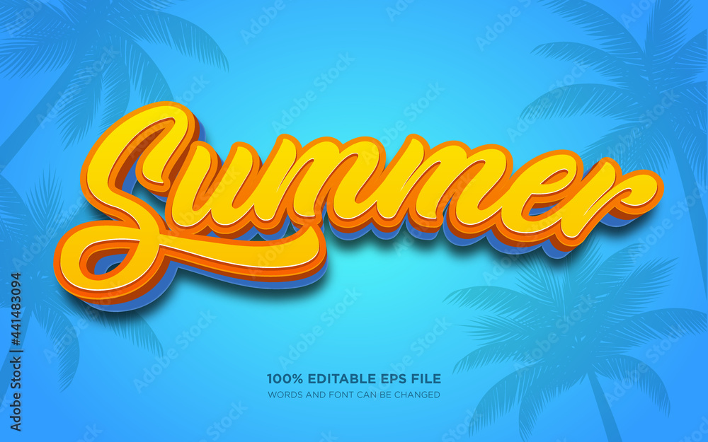 Poster summer 3d editable text style effect