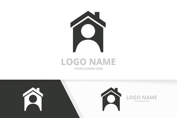 Vector real estate and man logo combination. House and human logotype design template.