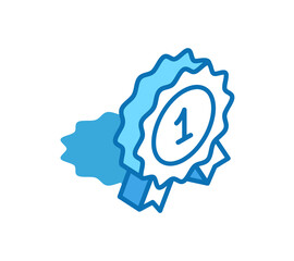 Achievement badge isometric icon. Reward, prize 3D line symbol.