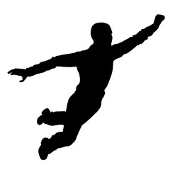 Flying man silhouette isolated on white background. Vector illustration