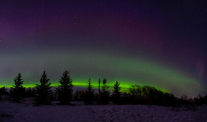 Fototapeta na wymiar night sky with aurora borealis