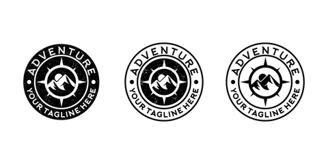 mountain adventure vintage logo collection and compass logo