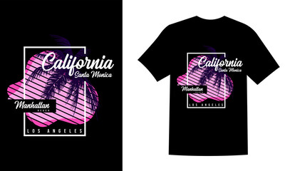 California santa monica beach summer sublimation vintage printable t shirt design vector.