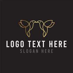 Gold hummingbird logo design premium vector