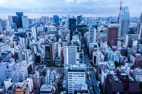 東京の都心部・ドローン撮影