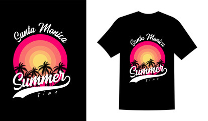 santa monica summer time retro vintage printable t shirt design Vector. Summer t shirt design vector illustration