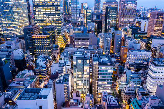 都会の夜景　空撮