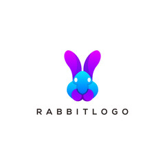rabbit colorful logo design ilustration 