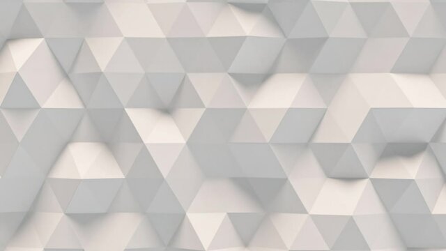 Abstract low poly surface motion background. Moving polygonal plane