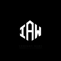 IAW letter logo design with polygon shape. IAW polygon logo monogram. IAW cube logo design. IAW hexagon vector logo template white and black colors. IAW monogram. IAW business and real estate logo. 