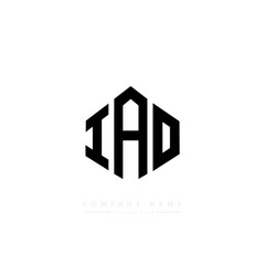 IAD letter logo design with polygon shape. IAD polygon logo monogram. IAD cube logo design. IAD hexagon vector logo template white and black colors. IAD monogram. IAD business and real estate logo. 