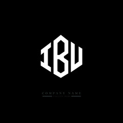 IBU letter logo design with polygon shape. IBU polygon logo monogram. IBU cube logo design. IBU hexagon vector logo template white and black colors. IBU monogram. IBU business and real estate logo. 