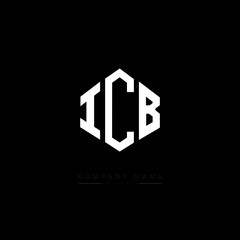 ICB letter logo design with polygon shape. ICB polygon logo monogram. ICB cube logo design. ICB hexagon vector logo template white and black colors. ICB monogram. ICB business and real estate logo. 