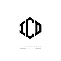 ICD letter logo design with polygon shape. ICD polygon logo monogram. ICD cube logo design. ICD hexagon vector logo template white and black colors. ICD monogram. ICD business and real estate logo. 