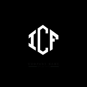ICF letter logo design with polygon shape. ICF polygon logo monogram. ICF cube logo design. ICF hexagon vector logo template white and black colors. ICF monogram. ICF business and real estate logo. 
