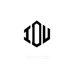 IDU letter logo design with polygon shape. IDU polygon logo monogram. IDU cube logo design. IDU hexagon vector logo template white and black colors. IDU monogram. IDU business and real estate logo. 