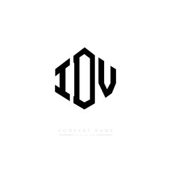 IDV letter logo design with polygon shape. IDV polygon logo monogram. IDV cube logo design. IDV hexagon vector logo template white and black colors. IDV monogram. IDV business and real estate logo. 