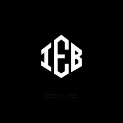 IEB letter logo design with polygon shape. IEB polygon logo monogram. IEB cube logo design. IEB hexagon vector logo template white and black colors. IEB monogram. IEB business and real estate logo. 