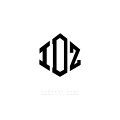 IOZ letter logo design with polygon shape. IOZ polygon logo monogram. IOZ cube logo design. IOZ hexagon vector logo template white and black colors. IOZ monogram. IOZ business and real estate logo. 