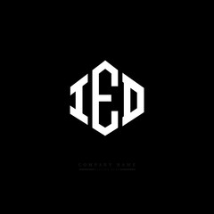 IED letter logo design with polygon shape. IED polygon logo monogram. IED cube logo design. IED hexagon vector logo template white and black colors. IED monogram. IED business and real estate logo. 