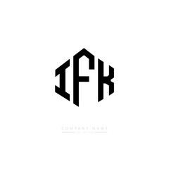 IFK letter logo design with polygon shape. IFK polygon logo monogram. IFK cube logo design. IFK hexagon vector logo template white and black colors. IFK monogram. IFK business and real estate logo. 