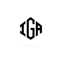 IGA letter logo design with polygon shape. IGA polygon logo monogram. IGA cube logo design. IGA hexagon vector logo template white and black colors. IGA monogram. IGA business and real estate logo. 