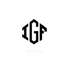 IGF letter logo design with polygon shape. IGF polygon logo monogram. IGF cube logo design. IGF hexagon vector logo template white and black colors. IGF monogram. IGF business and real estate logo. 