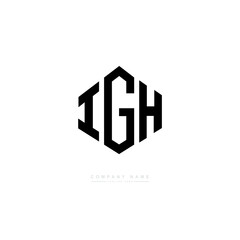 IGH letter logo design with polygon shape. IGH polygon logo monogram. IGH cube logo design. IGH hexagon vector logo template white and black colors. IGH monogram. IGH business and real estate logo. 