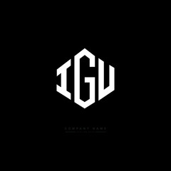 IGU letter logo design with polygon shape. IGU polygon logo monogram. IGU cube logo design. IGU hexagon vector logo template white and black colors. IGU monogram. IGU business and real estate logo. 