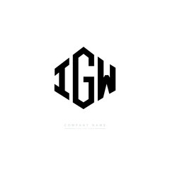 IGW letter logo design with polygon shape. IGW polygon logo monogram. IGW cube logo design. IGW hexagon vector logo template white and black colors. IGW monogram. IGW business and real estate logo. 