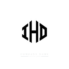 IHD letter logo design with polygon shape. IHD polygon logo monogram. IHD cube logo design. IHD hexagon vector logo template white and black colors. IHD monogram. IHD business and real estate logo. 