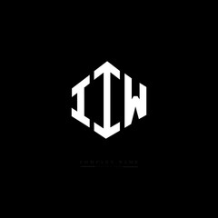 IIW letter logo design with polygon shape. IIW polygon logo monogram. IIW cube logo design. IIW hexagon vector logo template white and black colors. IIW monogram. IIW business and real estate logo. 