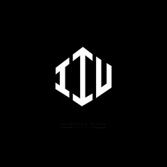IIU letter logo design with polygon shape. IIU polygon logo monogram. IIU cube logo design. IIU hexagon vector logo template white and black colors. IIU monogram. IIU business and real estate logo. 