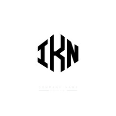 IKN letter logo design with polygon shape. IKN polygon logo monogram. IKN cube logo design. IKN hexagon vector logo template white and black colors. IKN monogram. IKN business and real estate logo. 