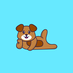 Cute dog lying down. Animal cartoon concept isolated. Can used for t-shirt, greeting card, invitation card or mascot. Flat Cartoon Style