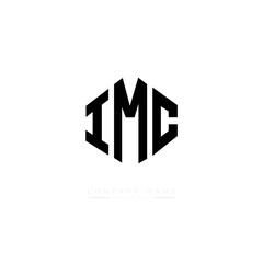 Obraz premium IMC letter logo design with polygon shape. IMC polygon logo monogram. IMC cube logo design. IMC hexagon vector logo template white and black colors. IMC monogram. IMC business and real estate logo. 