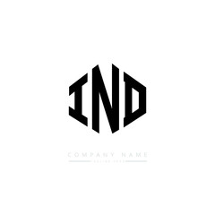 IND letter logo design with polygon shape. IND polygon logo monogram. IND cube logo design. IND hexagon vector logo template white and black colors. IND monogram. IND business and real estate logo. 