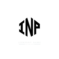 Obraz premium INP letter logo design with polygon shape. INP polygon logo monogram. INP cube logo design. INP hexagon vector logo template white and black colors. INP monogram. INP business and real estate logo. 