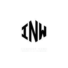 Obraz premium INW letter logo design with polygon shape. INW polygon logo monogram. INW cube logo design. INW hexagon vector logo template white and black colors. INW monogram. INW business and real estate logo. 