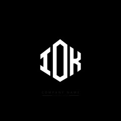 IOK letter logo design with polygon shape. IOK polygon logo monogram. IOK cube logo design. IOK hexagon vector logo template white and black colors. IOK monogram. IOK business and real estate logo. 