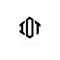 IOT letter logo design with polygon shape. IOT polygon logo monogram. IOT cube logo design. IOT hexagon vector logo template white and black colors. IOT monogram. IOT business and real estate logo. 