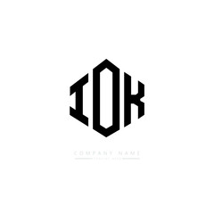 IOK letter logo design with polygon shape. IOK polygon logo monogram. IOK cube logo design. IOK hexagon vector logo template white and black colors. IOK monogram. IOK business and real estate logo. 